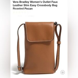 Vera Bradley Women's Outlet Faux Leather Slim Easy Crossbody Bag Roasted Pecan.